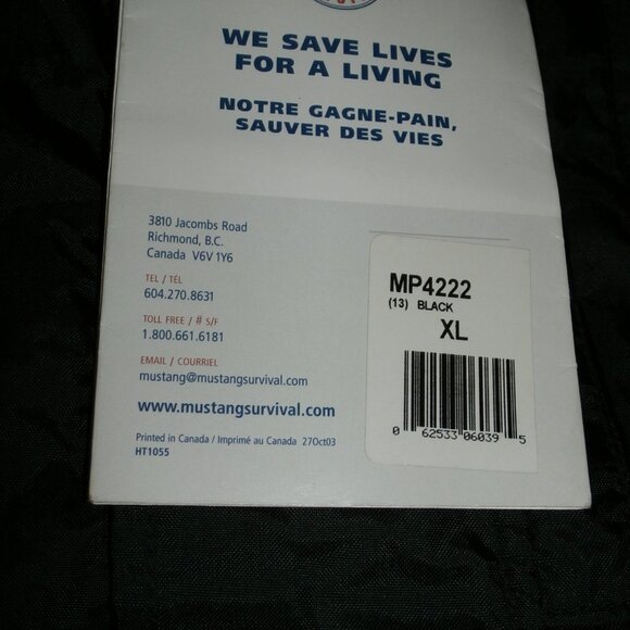Mustang Survival Integrity Flotation Bib Pant MP4222 X-Large Black New w/ Tags - Picture 12 of 16